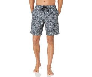 Amazon Essentials Men's 9” (23cm) Swimming Shorts with Mesh Lining, Pockets, Drawstring Closure, Charcoal Graphic Marks, XS