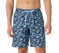 Amazon Essentials Men's 9” (23cm) Swimming Shorts with Mesh Lining, Pockets, Drawstring Closure, Navy Tropical, L