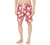 Amazon Essentials Men's 9" Quick-Dry Swim Trunk, Red Hibiscus Flower, Medium