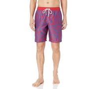 Amazon Essentials Men's 9" Relaxed-Fit Quick-Dry Swim Trunk - Discontinued Colours, Dark Blue Red Vintage Floral, L