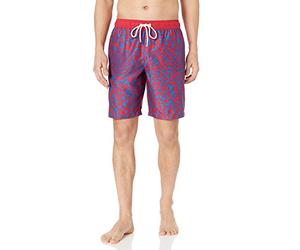 Amazon Essentials Men's 9" Relaxed-Fit Quick-Dry Swim Trunk - Discontinued Colours, Dark Blue Red Vintage Floral, M