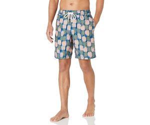 Amazon Essentials Men's 9" Relaxed-Fit Quick-Dry Swim Trunk - Discontinued Colours, Navy Peach Pineapple Print, S