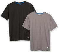 Amazon Essentials Men's Active Performance Tech Running Gym T-Shirt (Available in Big & Tall), Pack of 2, Black/Medium Grey, L