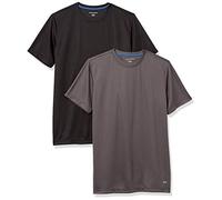 Amazon Essentials Men's Active Performance Tech Running Gym T-Shirt (Available in Big & Tall), Pack of 2, Dark Grey/Black, L