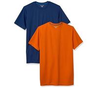 Amazon Essentials Men's Active Performance Tech Running Gym T-Shirt (Available in Big & Tall), Pack of 2, Orange/Navy, S