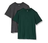 Amazon Essentials Men's Active Quick-Dry Moisture-Wicking Tech-Stretch Lightweight Short-Sleeve T-Shirt, Pack of 2, Dark Green/Graphite Heather, XXL