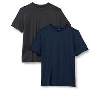 Amazon Essentials Men's Active Quick-Dry Moisture-Wicking Tech-Stretch Lightweight Short-Sleeve T-Shirt, Pack of 2, Graphite Heather/Navy, XXL