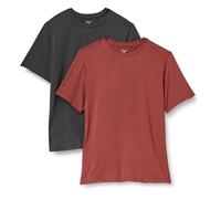 Amazon Essentials Men's Active Quick-Dry Moisture-Wicking Tech-Stretch Lightweight Short-Sleeve T-Shirt, Pack of 2, Graphite Heather/Henna, XXL