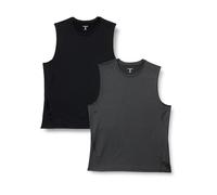 Amazon Essentials Men's Active Quick-Dry Moisture-Wicking Tech-Stretch Lightweight Sleeveless Muscle Shirt, Pack of 2, Black/Graphite Heather, XXL