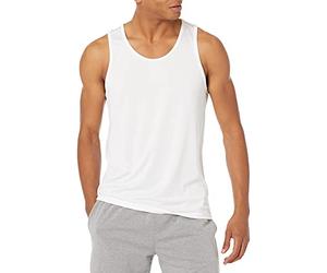Amazon Essentials Men's Active Quick Dry Tech Stretch Lightweight Gym Tank Top, Bright White, S