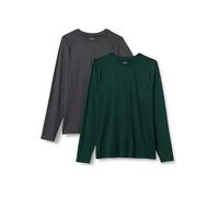 Amazon Essentials Men's Active Quick Dry Tech Stretch Lightweight Long-Sleeve T-Shirt (Available in Big&Tall), Pack of 2, Dark Green/Graphite Heather, S