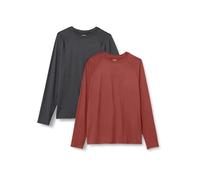 Amazon Essentials Men's Active Quick Dry Tech Stretch Lightweight Long-Sleeve T-Shirt (Available in Big&Tall), Pack of 2, Graphite Heather/Henna, M