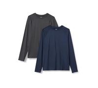 Amazon Essentials Men's Active Quick Dry Tech Stretch Lightweight Long-Sleeve T-Shirt (Available in Big&Tall), Pack of 2, Graphite Heather/Navy, XS