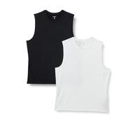 Amazon Essentials Men's Active Quick Dry Tech Stretch Lightweight Sleeveless Muscle Shirt, Pack of 2, Black/White, XL