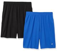 Amazon Essentials Men's Athletic Basketball Gym Shorts, Breathable Moisture-Wicking Loose-Fit with Elastic Waist, Pack of 2, Black/Royal Blue, XXL