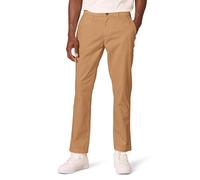 Amazon Essentials Men's Athletic-Fit Washed Comfort Stretch Chino Trousers, Khaki Brown, 28W / 30L