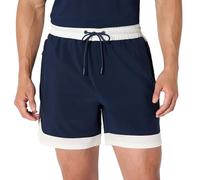 Amazon Essentials Men's Athletic Performance Stretch Contrast Woven Gym 6” (15.2cm) Inseam Training Short with Zip Pockets, Navy/White, XS