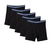 Amazon Essentials Men's Breathable Cotton Boxer Brief Pants, Tag-Free, Pack of 5, Black, S