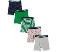 Amazon Essentials Men's Breathable Cotton Boxer Brief Pants, Tag-Free, Pack of 5, Dots/Green/Grey Heather/Popsicle/Stripes, M