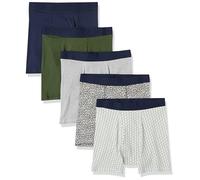 Amazon Essentials Men's Breathable Cotton Boxer Brief Underwear, Tag-Free, Pack of 5, Green Floral/Grey Heather/Navy/Olive/Rugby Print, 3XL