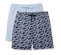 Amazon Essentials Men's Breathable Cotton Stretch Poplin Pyjama Shorts with Drawstring, Pack of 2, Dusty Blue/Zebra, XXS