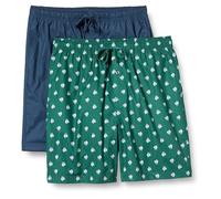 Amazon Essentials Men's Breathable Cotton Stretch Poplin Pyjama Shorts with Drawstring, Pack of 2, Indigo/Wolf, XS