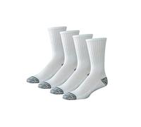 Amazon Essentials Men's Breathable, Cushioned Work Crew Performance Socks Made of Cotton, 4 Pairs, White, Size 47-50