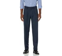 Amazon Essentials Men's Classic-Fit Expandable-Waist Pleated Dress Trousers, Navy, 32W / 29L