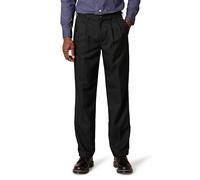 Amazon Essentials Men's Classic Fit Formal Expandable-Waist Pleated Dress Suit Trousers, Black, 52W / 32L