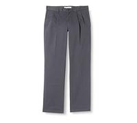 Amazon Essentials Men's Classic-Fit Wrinkle-Resistant Pleated Chino Trousers (Available in Big and Tall), Charcoal, 34W / 30L