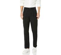 Amazon Essentials Men's Classic-Fit Wrinkle-Resistant Pleated Chino Trousers (Available in Big and Tall), Black, 58W / 34L