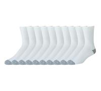 Amazon Essentials Men's Comfortable Durable Half-Cushioned Cotton Crew Sports Socks, 10 Pairs, White, 7-11