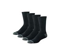 Amazon Essentials Men's Cotton Breathable Cushioned Performance Work Crew Sock, 4 Pairs, Black, 7-11