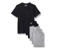 Amazon Essentials Men's Cotton Crewneck Vests, Versatile Soft Basics, Pack of 6, Black/Grey Heather Short Sleeve, XXL