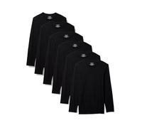 Amazon Essentials Men's Cotton Crewneck Vests, Versatile Soft Basics, Pack of 6, Black Long Sleeve, XS