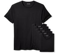 Amazon Essentials Men's Cotton Crewneck Vests, Versatile Soft Basics, Pack of 6, Black Short Sleeve, S