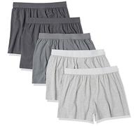 Amazon Essentials Men's Cotton Jersey Boxer Short Underwear (Available in Big and Tall), Pack of 5, Grey Heather/Charcoal Mix, XL
