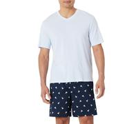 Amazon Essentials Men's Cotton Poplin Pyjama Shorts with Cotton T-Shirt Set, Ducks/Light Blue, M