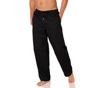 Amazon Essentials Men's Cotton Poplin Straight-fit Pyjama Trousers With Drawstring Elastic Waist, Black, XS