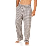 Amazon Essentials Men's Cotton Poplin Straight-fit Pyjama Trousers With Drawstring Elastic Waist, Black Grey Plaid, L