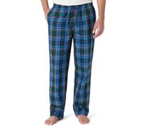 Amazon Essentials Men's Cotton Poplin Straight-fit Pyjama Trousers With Drawstring Elastic Waist, Blue Green Large Plaid, XXL