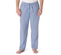 Amazon Essentials Men's Cotton Poplin Straight-fit Pyjama Trousers With Drawstring Elastic Waist, Light Blue White Plaid, M