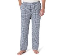 Amazon Essentials Men's Cotton Poplin Straight-fit Pyjama Trousers With Drawstring Elastic Waist, Navy White Gingham, XXL