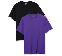Amazon Essentials Men's Cotton Regular-Fit Short-Sleeve Crewneck T-Shirt, Pack of 2, Black/Dark Purple, XXL