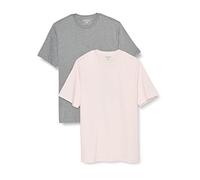 Amazon Essentials Men's Cotton Regular-Fit Short-Sleeve Crewneck T-Shirt, Pack of 2, Grey Heather/Pale Pink, XS