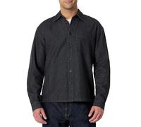 Amazon Essentials Men's (Demi's Pick) Modern Oversized-Fit Denim Button-Down Shirt, Black, M