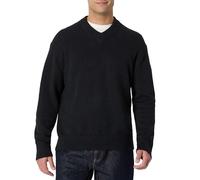Amazon Essentials Men's (Demi's Pick) Regular-Fit Cotton Blend V-Neck Jumper, Black, L