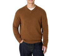 Amazon Essentials Men's (Demi's Pick) Regular-Fit Cotton Blend V-Neck Jumper, Caramel Heather, S