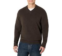 Amazon Essentials Men's (Demi's Pick) Regular-Fit Cotton Blend V-Neck Jumper, Chocolate Heather, M
