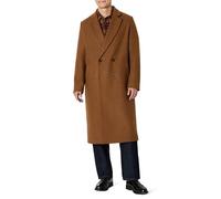 Amazon Essentials Men's (Demi's Pick) Relaxed-Fit Double-Breasted Wool Blend Longline Topcoat, Caramel Heather, XS